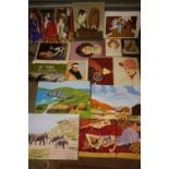 A COLLECTION OF UNFRAMED OIL PAINTINGS AND WATERCOLOURS