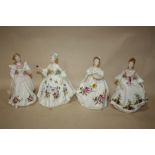 FOUR ROYAL DOULTON LADY FIGURES, DIANA HN2468, FIGURE OF THE MONTH JUNE HN2790, COUNTRY ROSE