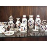 A COLLECTION OF MOSTLY MANDELAY CERAMICS TO INCLUDE VASES, SMALL TEAPOT ETC. (10)