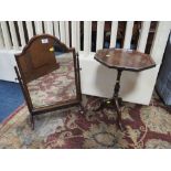 A REPRODUCTION MAHOGANY DRESSING MIRROR, NEST OF TABLES AND A WINE TABLE (3)