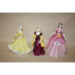 THREE ROYAL DOULTON LADY FIGURES, NINETTE HN2379, LORETTA HN2337 AND GLORIA HN3200