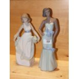 TWO NAO FIGURES OF LADIES, ONE MARKED WITH MODEL NUMBER 1343, THE OTHER WITHOUT MODEL NUMBER