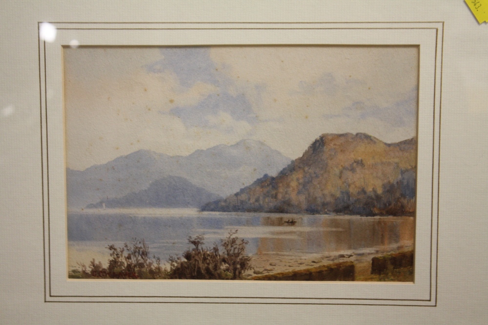 A COLLECTION OF WATERCOLOURS TO INCLUDE A MOUNTAINOUS LAKE SCENE SIGNED G L WEAVER, HARVEST SCENE - Image 2 of 5