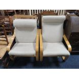 A PAIR OF MODERN IKEA STYLE ARMCHAIRS