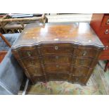 AN EARLY 20TH CENTURY WALNUT SHAPED CHEST OF FOUR DRAWERS H-85 W-90 CM S/D *WATER MARKED*