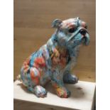 A LARGE RESIN GRAFFITI STYLE FIGURE OF A BULLDOG, H 41 CM