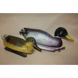 TWO BLOW MOULDED DECOY DUCKS