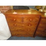 A 19TH CENTURY CHEST OF FIVE DRAWERS H-108 W-98 CM A/F