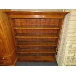 A LARGE OPEN PINE AND OAK OPEN BOOKCASE H-184 W-160 CM