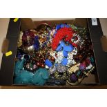 A TRAY OF COSTUME JEWELLERY