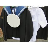A WOMENS ROYAL NAVAL SERVICE CAP AND UNIFORM - uniform comprising jacket, skirt, two tops and