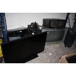 THREE VALVE TV'S PLUS A FLATSCREEN TV TOGETHER WITH 2 COMPUTER TOWERS ETC (ALL A/F)