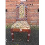 A VICTORIAN ROSEWOOD BARLEYTWIST CHAIR S/D