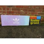 A MODERN ADVERTISING SIGNS FOR ADIDAS TOGETHER WITH A VINTAGE FOSTER GRANT SIGN (2)