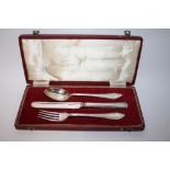 A CASED HALLMARKED SILVER CHRISTENING SET