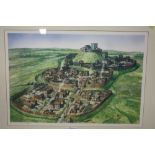 A FRAMED AND GLAZED LIMITED EDITION STAFFORD CASTLE PRINT BY R SCOLLINS