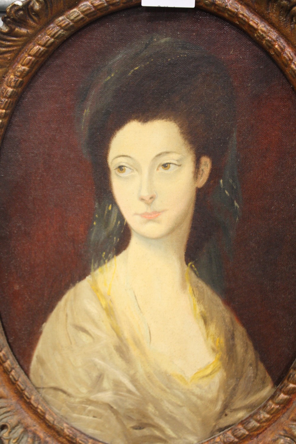 A GILT FRAMED OVAL OIL ON BOARD PORTRAIT STUDY OF A LADY - SIZE 37 CM X 28 CM - Image 2 of 3