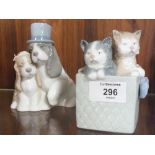 TWO NAO FIGURES OF DOGS AND CATS, MODEL NUMBERS 1080 AND 1480