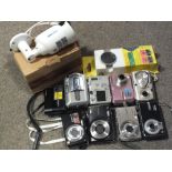 A QUANTITY OF DIGITAL CAMERAS ETC.