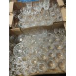 TWO TRAYS OF CUT GLASS DRINKING GLASSES TO INCLUDE TUDOR CRYSTAL