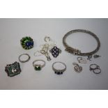 A BAG OF WHITE METAL JEWELLERY TO INCLUDE STERLING SILVER EXAMPLES