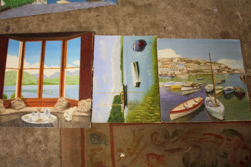 A COLLECTION OF UNFRAMED OIL ON BOARD PAINTINGS OF HARBOUR SCENES, SOME SIGNED N K DAY - Image 2 of 8