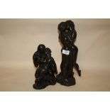 TWO HEREDITIES BRONZE EFFECT FIGURES, ENTITLED 'LOVERS' AND 'THE EMBRACE', LARGEST 37CM