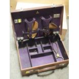 A VINTAGE LEATHER TRAVEL CASE WITH FITTED INTERIOR, BY J.C. VICKERY TOGETHER WITH A PAIR OF VINTAGE