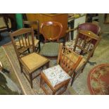 A COLLECTION OF SIX ASSORTED CHAIRS T INCLUDE A VICTORIAN CROWNBACK CHAIR AND A BAMBOO CHAIR (6)