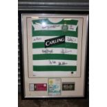 A FRAMED AND GLAZED SIGNED CELTIC FOOTBALL CLUB FOOTBALL SHIRT