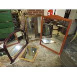 FIVE ASSORTED LARGE MIRRORS INCLUDING A GILT EXAMPLE (5)
