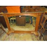 A VINTAGE OAK OVERMANTLE MIRROR H-90 W-126 CM