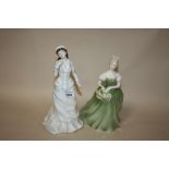 TWO ROYAL DOULTON LADY FIGURES, CLARISSA HN2345 STAMPED REJECT NOT FOR RESALE AND THE OTHER MARKED