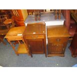 THREE ASSORTED OAK BEDSIDE CABINETS (3)