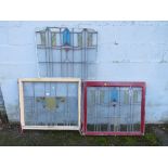 THREE LARGE ASSORTED PIECES OF STAINED AND LEADED GLASS 65 X 78 CM (3) A/F