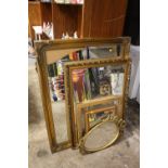 A COLLECTION OF WALL MIRRORS TO INCLUDE GILT FRAMED EXAMPLE - LARGEST A/F