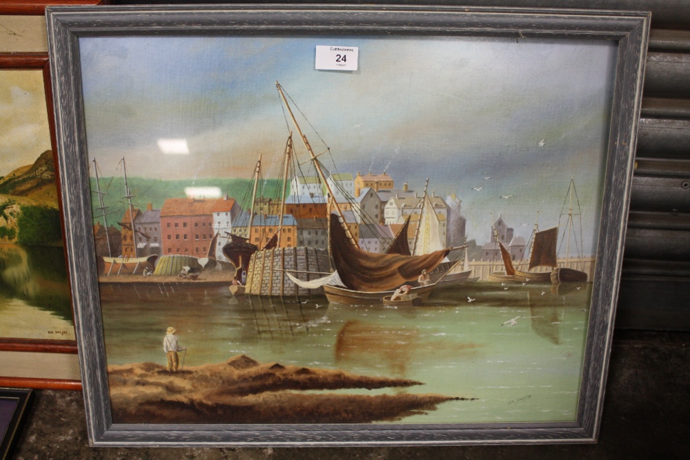 A COLLECTION OF FRAMED OIL PAINTINGS TO INCLUDE HARBOUR SCENES AND LANDSCAPES - Image 4 of 6