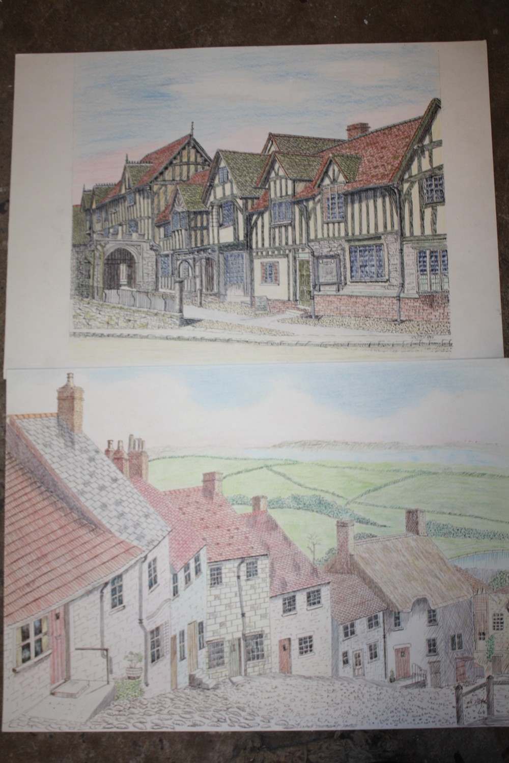 A LARGE QUANTITY OF UNFRAMED PICTURES TO INCLUDE WATERCOLOURS, PEN AND INK DRAWINGS ETC - Image 14 of 16