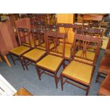 A SET OF EIGHT MAHOGANY SHERATON STYLE DINING CHAIRS