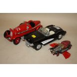 TWO BURAGO MODEL CARS TO INCLUDE A CHEVROLET CORVETTE TOGETHER WITH A CORGI CHITTY CHITTY BANG