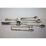 FIVE PAIRS OF HALLMARKED SILVER SUGAR TONGS