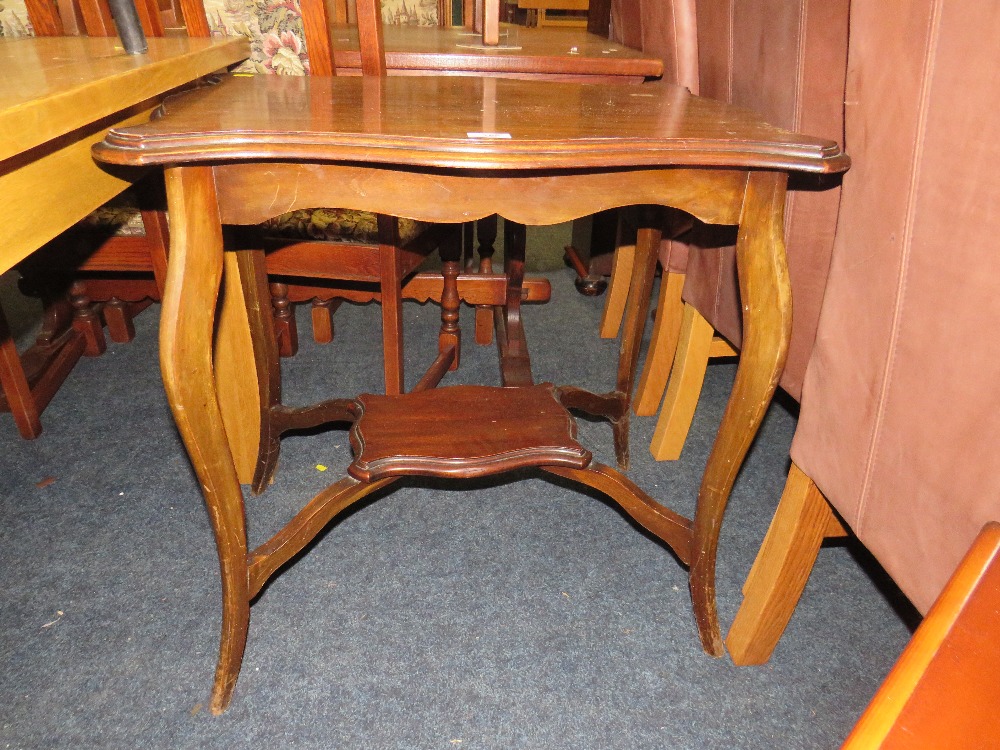 AN EDWARDIAN MAHOGANY OCCASIONAL TABLE AND A MODERN EXAMPLE (2) - Image 2 of 2