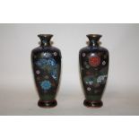 A PAIR OF ORIENTAL CLOISONNE VASES, HEIGHT 18.5 CM