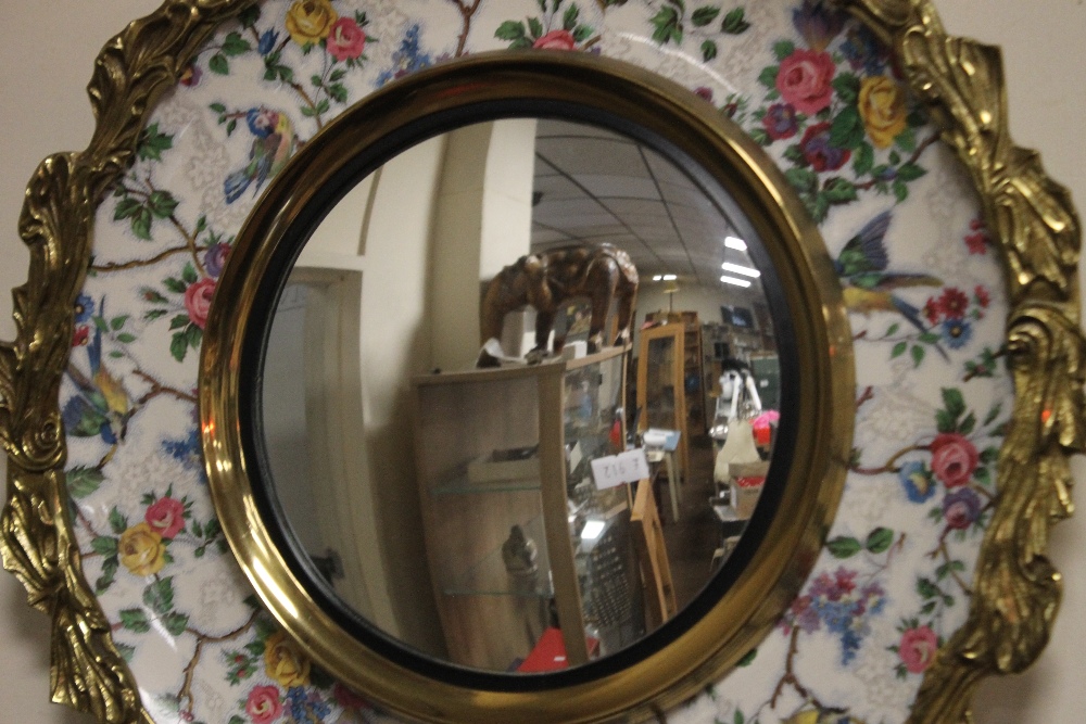 A GILT FRAMED MIRROR CHARGER - ROYAL STAFFORDSHIRE POTTERY CHARGER WITH MIRROR ATTACHED TO FRONT, - Image 2 of 2