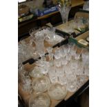 THREE BOXES OF GLASSWARE TO INCLUDE CUT GLASS AND BIRD ORNAMENTS