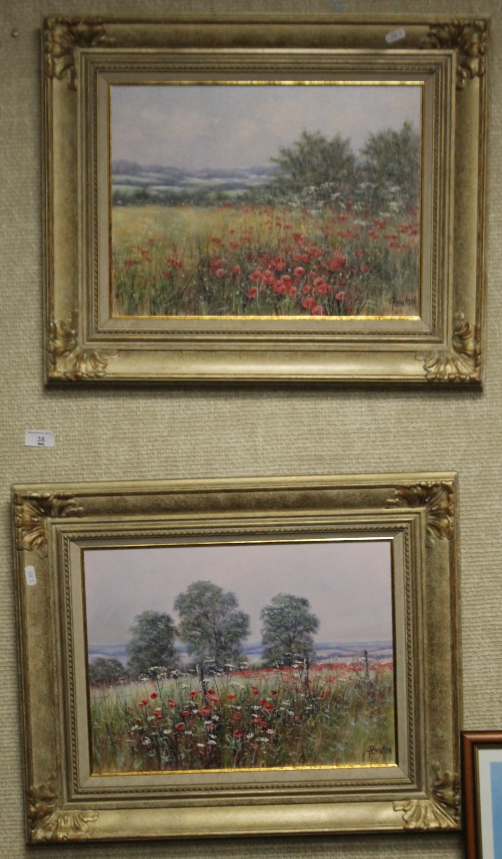 TWO FRAMED OIL ON CANVAS PAINTINGS DEPICTING POPPIES SIGNED POYNTON (DEBORAH POYNTON)