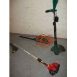 A PETROL STRIMMER, AN ELECTRIC HEDGE TRIMMER AND A CORDLESS BLACK & DECKER STRIMMER