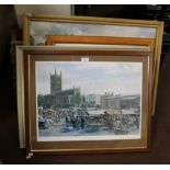 A PRINT OF OLD WOLVERHAMPTON ALONG WITH A QUANTITY OF FRAMED PICTURES AND PRINTS