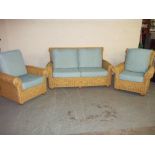 A WICKER THREE PIECE SUITE