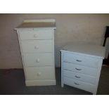 AN ANTIQUE PINE CHEST OF FOUR DRAWERS AND A VINTAGE CHEST OF FOUR DRAWERS